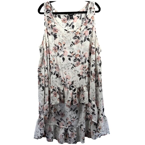 Torrid Women's Tank Hi/Low Top Size 2X Floral Semi Sheer Floral Ruffle Pullover - Picture 1 of 8